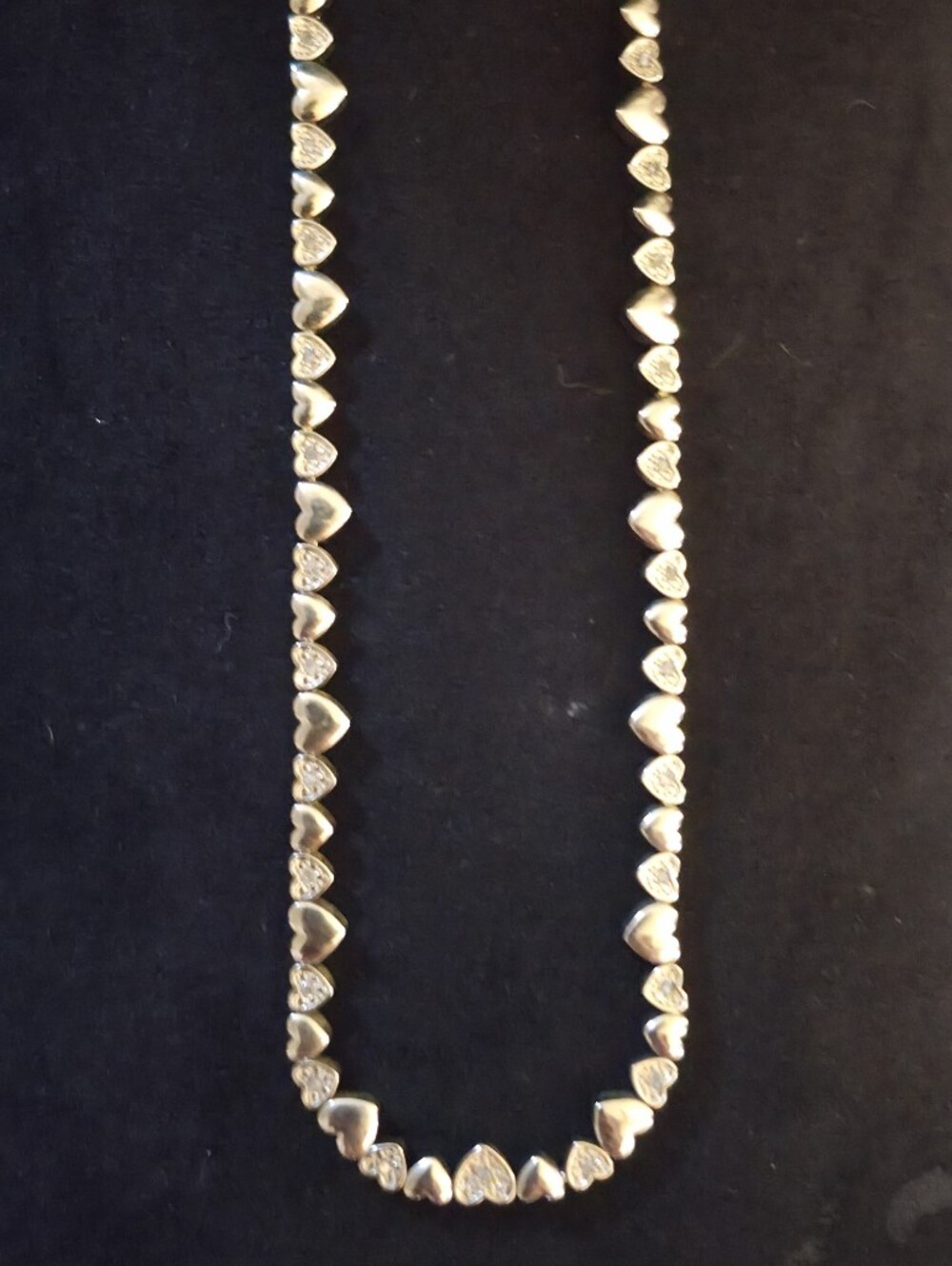 Small Hearts Little Cut Diamonds Sterling Heart Link Necklace